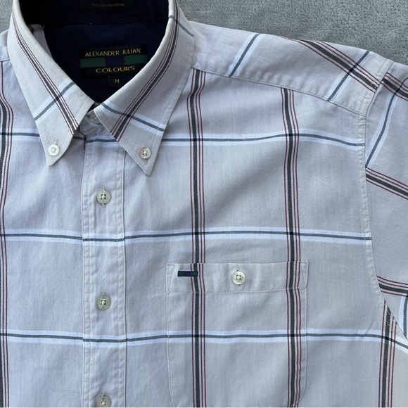 ALEXANDER JULIAN COLOURS Vintage Long Sleeve Button Up - Pink & Gray - Medium - Picture 2 of 10